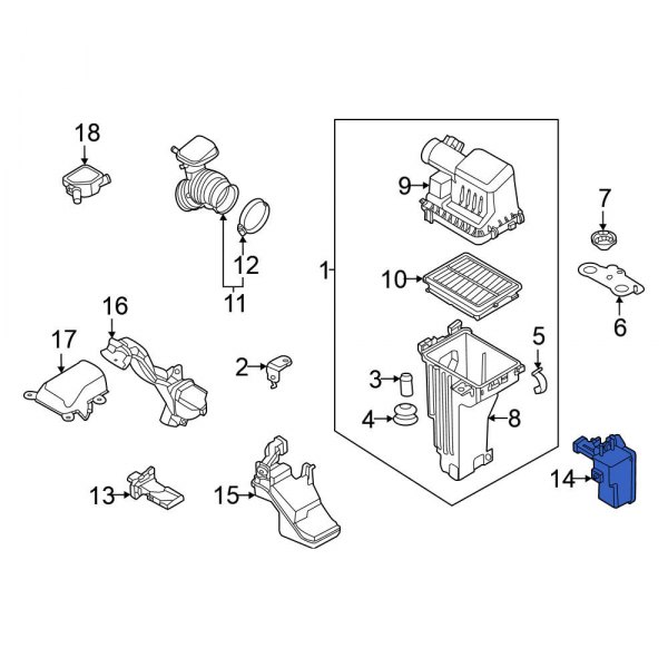 Nissan OE 165855RL1B Front Inner Upper Engine Air Intake Resonator