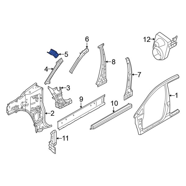 Nissan OE G63205EFMA Right Upper Roof Header Panel Bracket