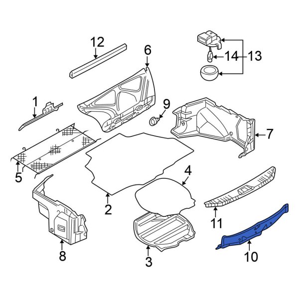 Nissan OE 849203Y000 - Rear Trunk Trim Panel