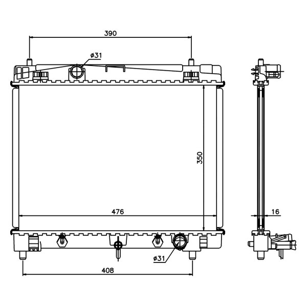 Radiator, Engine Cooling NISSENS 62597A