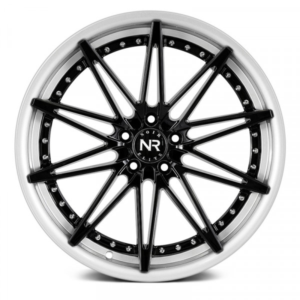 NOIR ELITE® NR108 Wheels - Gloss Black with Silver Lip and Chrome
