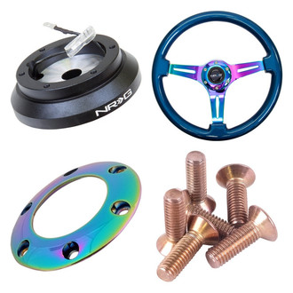 NRG Innovations® - 4-Pc 350mm Classic Wood Grain Wheel Kit