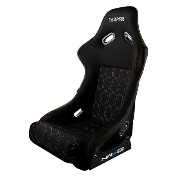 NRG Innovations® - FRP 300 Series Racing Seat with Multicolor Geometric Stitching, Black
