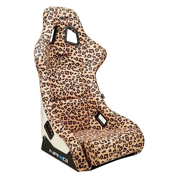 NRG Innovations® - PRISMA™ Series Savage Edition Cheetah Leopard Print Fiberglass Full Bucket Alcantara Racing Seat, Large