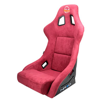 NRG Innovations® - PRISMA™ Series Maroon Fiberglass Full Bucket Alcantara Racing Seat, Large
