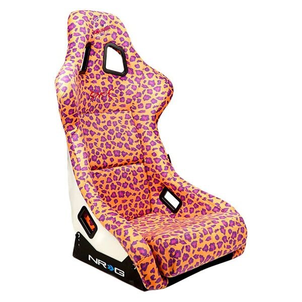 NRG Innovations® - PRISMA™ Series Savage Edition Wild Thronberrry Leopard Print Fiberglass Full Bucket Alcantara Racing Seat, Large
