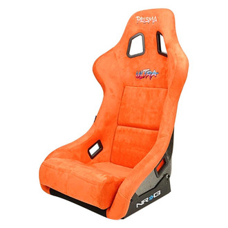 NRG Innovations® - ULTRA Series Orange Fiberglass Full Bucket Alcantara Racing Seat, Large