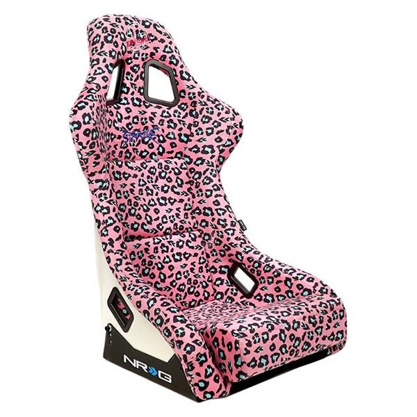 NRG Innovations® - PRISMA™ Series Savage Edition Pink Leopard Print Fiberglass Full Bucket Alcantara Racing Seat, Large