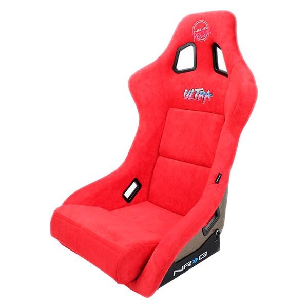 NRG Innovations® - ULTRA Series Red Fiberglass Full Bucket Alcantara Racing Seat, Large
