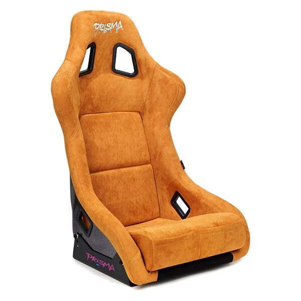 NRG Innovations® - PRISMA™ Series Tan Fiberglass Full Bucket Alcantara Racing Seat, Large