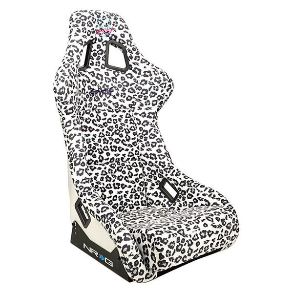 NRG Innovations® - PRISMA™ Series Savage Edition Snow Leopard Print Fiberglass Full Bucket Alcantara Racing Seat, Large