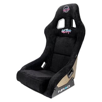 NRG Innovations® - ULTRA Series Black Fiberglass Full Bucket Alcantara Racing Seat, Medium
