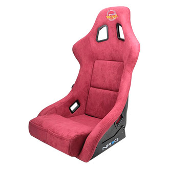 NRG Innovations® - PRISMA™ Series Maroon Fiberglass Full Bucket Alcantara Racing Seat, Medium