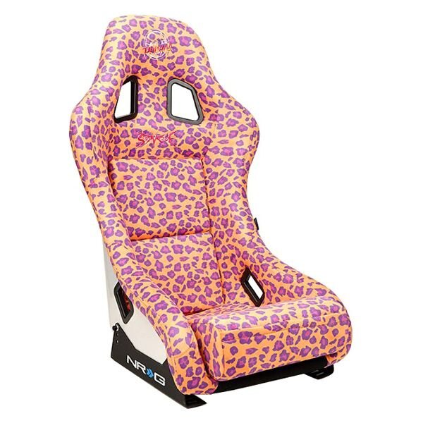 NRG Innovations® - PRISMA™ Series Savage Edition Wild Thronberrry Leopard Print Fiberglass Full Bucket Alcantara Racing Seat, Medium
