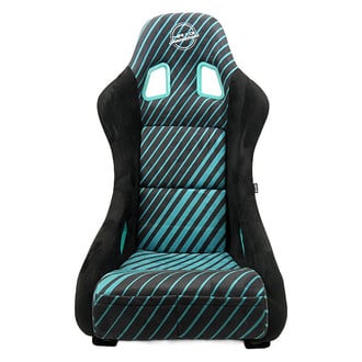 NRG Innovations® - 20 Year Anniversary Series Black with Emerald Green Stripes Full Bucket Seat, Medium