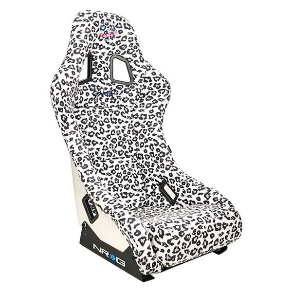 NRG Innovations® - PRISMA™ Series Savage Edition Snow Leopard Print Fiberglass Full Bucket Alcantara Racing Seat, Medium