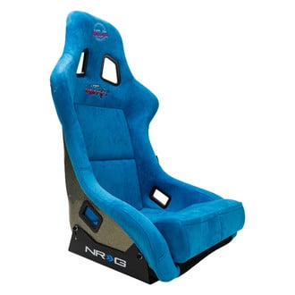 NRG Innovations® - PRISMA™ Series Blue Fiberglass Full Bucket Alcantara Racing Seat with Special Ultra Embroidery, XLarge