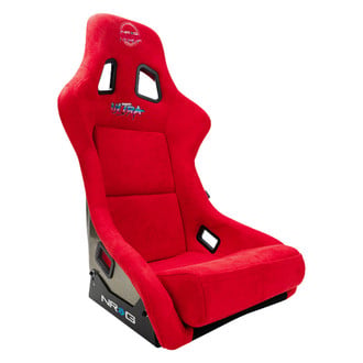 NRG Innovations® - PRISMA™ Series Red Fiberglass Full Bucket Alcantara Racing Seat with Special Ultra Embroidery, XLarge
