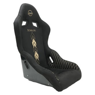 NRG Innovations® - Echelon™ Series Blue Fiberglass Full Bucket Alcantara Racing Seat with Special Gold Stitching NRG Embroidery, Large