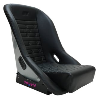 NRG Innovations® - ST Retro Series Silver Fiberglass Bucket Racing Seat, Black PVC Leather with Black Stitching