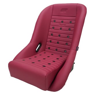 NRG Innovations® - ST Retro Series Silver Fiberglass Bucket Racing Seat, Maroon PVC Leather with Maroon Stitching