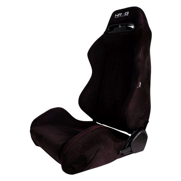 NRG Innovations® - Type-R Series Sport Seats, Suede, Black with Red Stitch