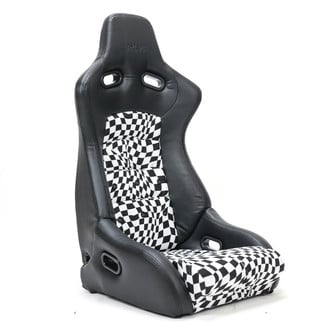 NRG Innovations® - PRISMA™ Series Reclinable Bucket Racing Seats, Trippy Checker Black & White Fabric
