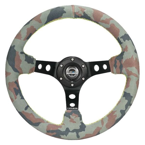 NRG Innovations® - 3-Spoke Camo Suede Reinforced Steering Wheel with Round Holes
