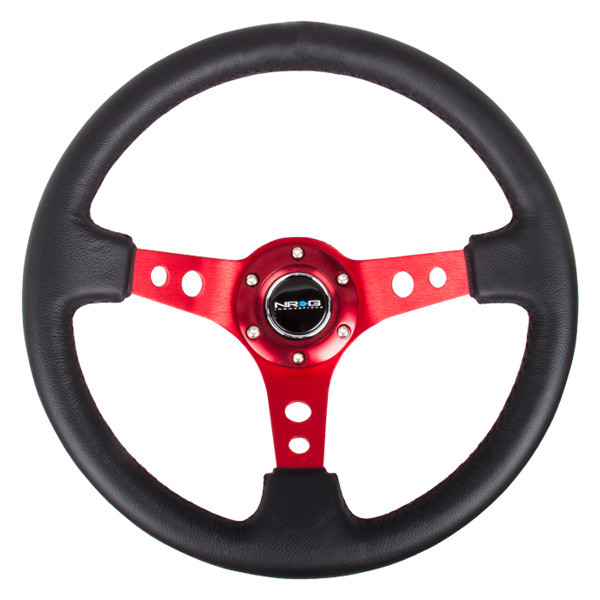NRG Innovations® RST-006RD - 3-Spoke Black Leather Reinforced