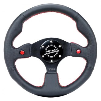 NRG Innovations® - 3-Spoke Reinforced Steering Wheel with Dual Buttons