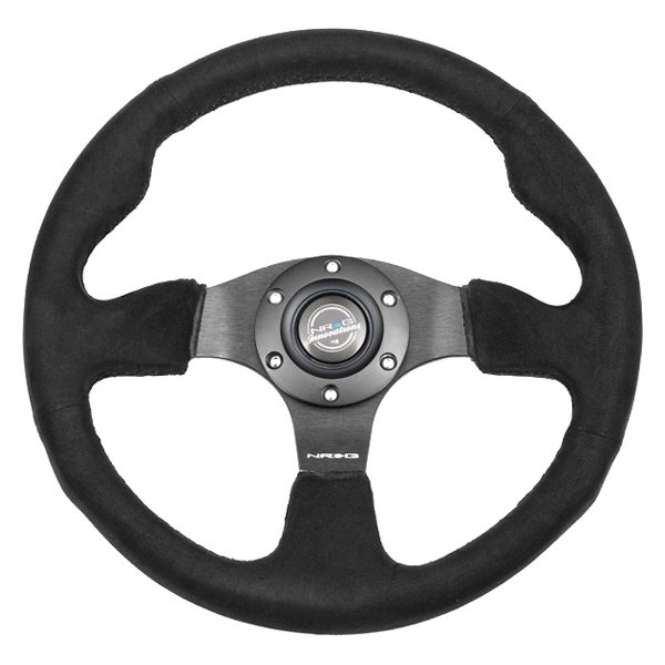 NRG Innovations® - 3-Spoke Race Style Alcantara Ultra Suede Reinforced Steering Wheel with Black Stitch