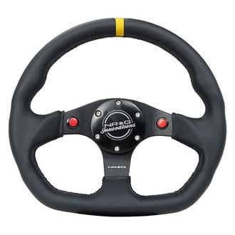 NRG Innovations® - 3-Spoke Flat Bottom Black Reinforced Steering