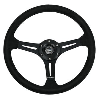 NRG Innovations® - 3-Spoke Micro Suede Reinforced Steering Wheel with Micro Suede Finish and Solid Spoke with Slits