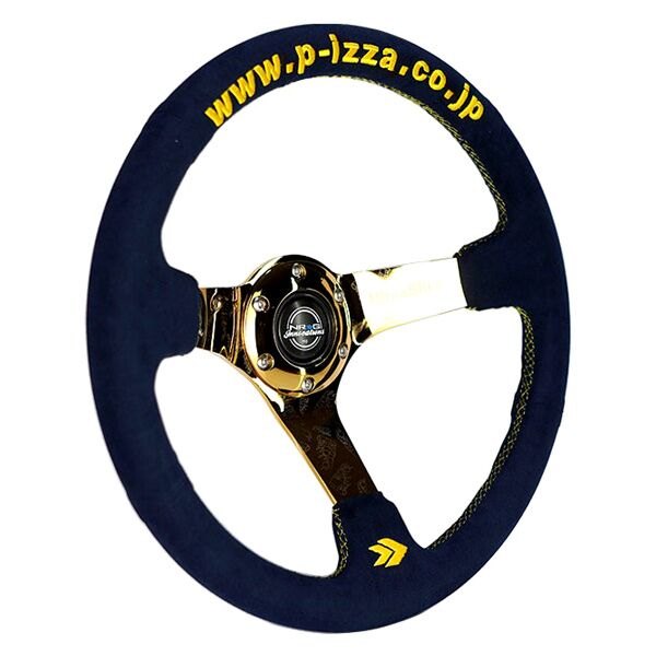 NRG Innovations® - 3-Spoke UltraSlice Second Signature Blue Alcantara Racing Steering Wheel