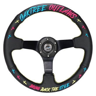 NRG Innovations® - 3-Spoke Oaktree Outlaws Collaboration Black Reinforced Steering Wheel
