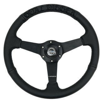 NRG Innovations® - 3-Spoke Perforated Leather Black Steering Wheel