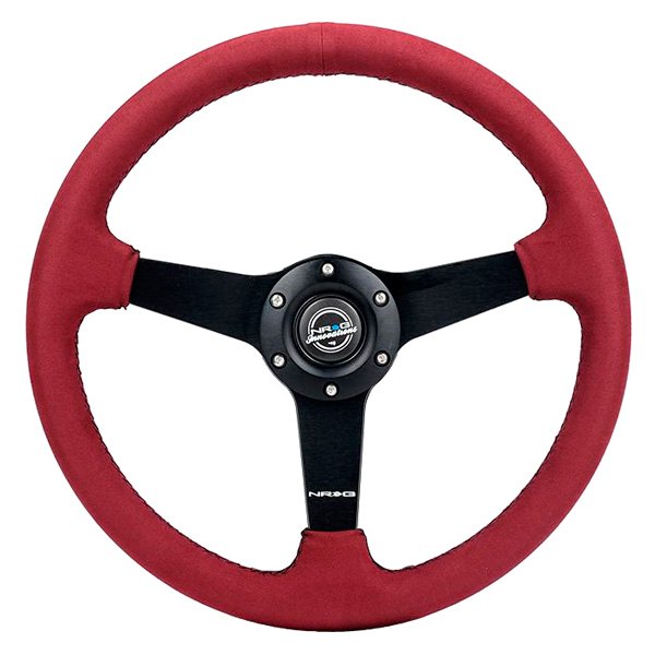 NRG Innovations® - 3-Spoke Suede Burgundy Steering Wheel
