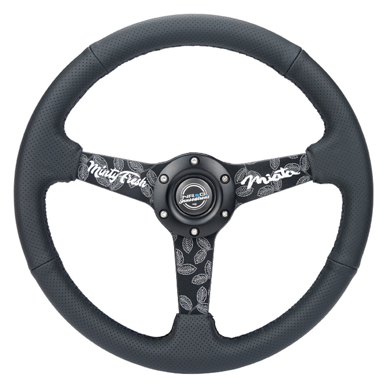 NRG Innovations® - 3-Spoke Perforated Leather Black Steering Wheel