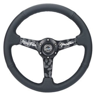 NRG Innovations® - 3-Spoke Perforated Leather Black Steering Wheel