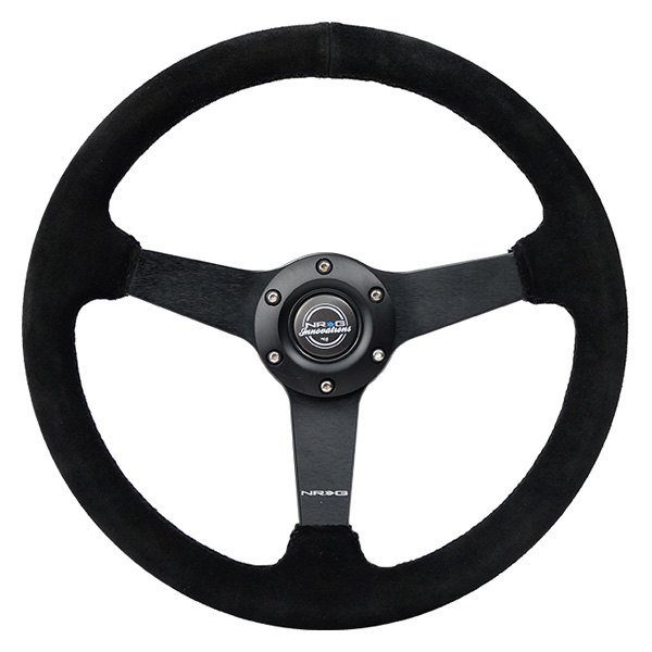 NRG Innovations® - 3-Spoke Perforated Suede Black Steering Wheel