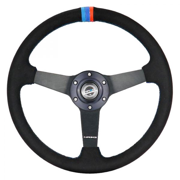 NRG Innovations® - 3-Spoke Perforated Leather Steering Wheel with Minty Fresh Miata Logo Etched