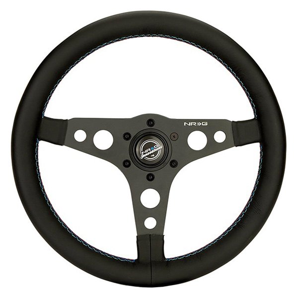 NRG Innovations® - 3-Spoke Sport Black Leather Steering Wheel with M3 Stitching