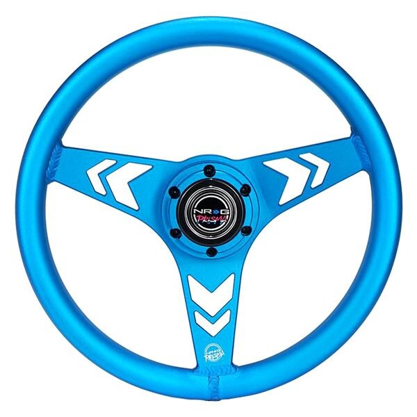 NRG Innovations® - 3-Spoke All Aluminum Anadized Blue Steering Wheel with Arow Cutout