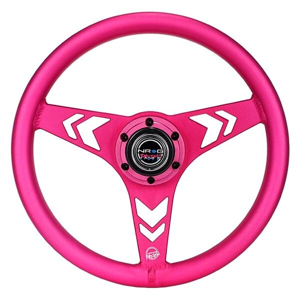 NRG Innovations® - 3-Spoke All Aluminum Anadized Pink Steering Wheel with Arow Cutout