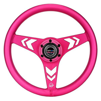 NRG Innovations® - 3-Spoke All Aluminum Anadized Purple Steering Wheel with Arow Cutout
