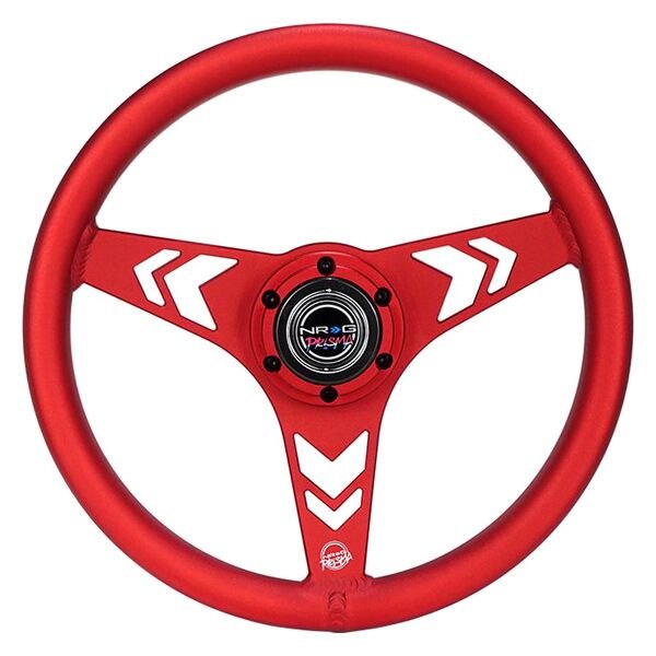 NRG Innovations® - 3-Spoke All Aluminum Anadized Red Steering Wheel with Arow Cutout