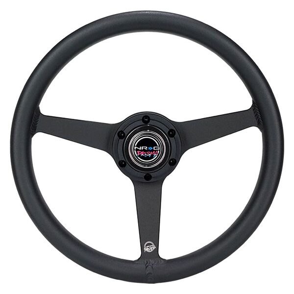 NRG Innovations® - 3-Spoke All Aluminum Anadized Black Steering Wheel with Heritage Solid Spokes