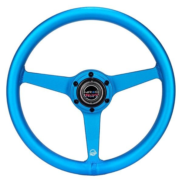 NRG Innovations® - 3-Spoke All Aluminum Anadized Blue Steering Wheel with Heritage Solid Spokes