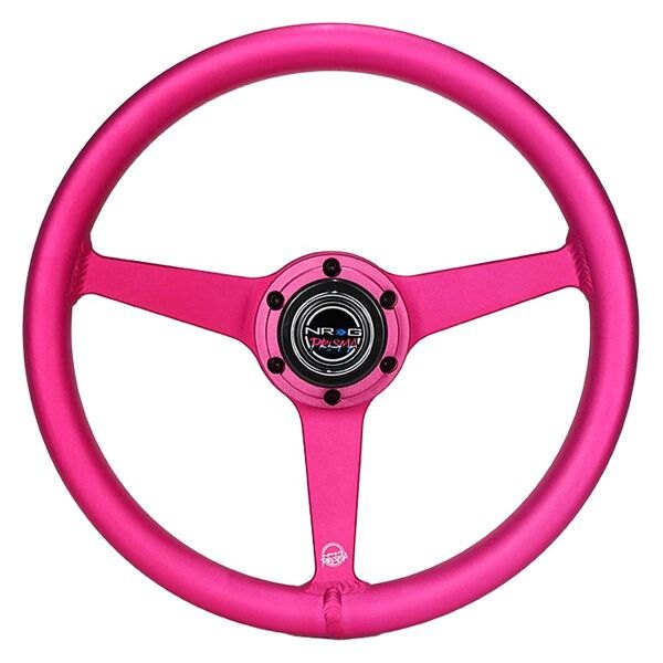 NRG Innovations® - 3-Spoke All Aluminum Anadized Pink Steering Wheel with Heritage Solid Spokes