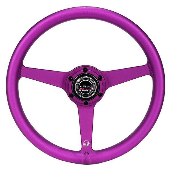 NRG Innovations® - 3-Spoke All Aluminum Anadized Purple Steering Wheel with Heritage Solid Spokes